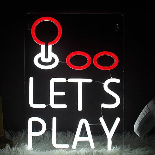 Fun Bright Retro Arcade Joystick “Let’s Play” LED Night Light Game Room Decor