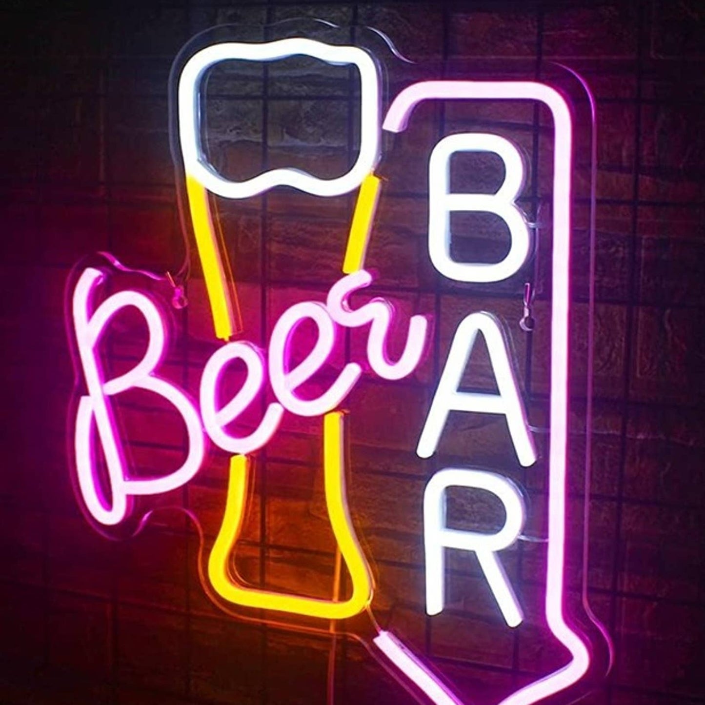 Bright Pink Bar Beer Arrow LED Night Light Room Wall Party Decor