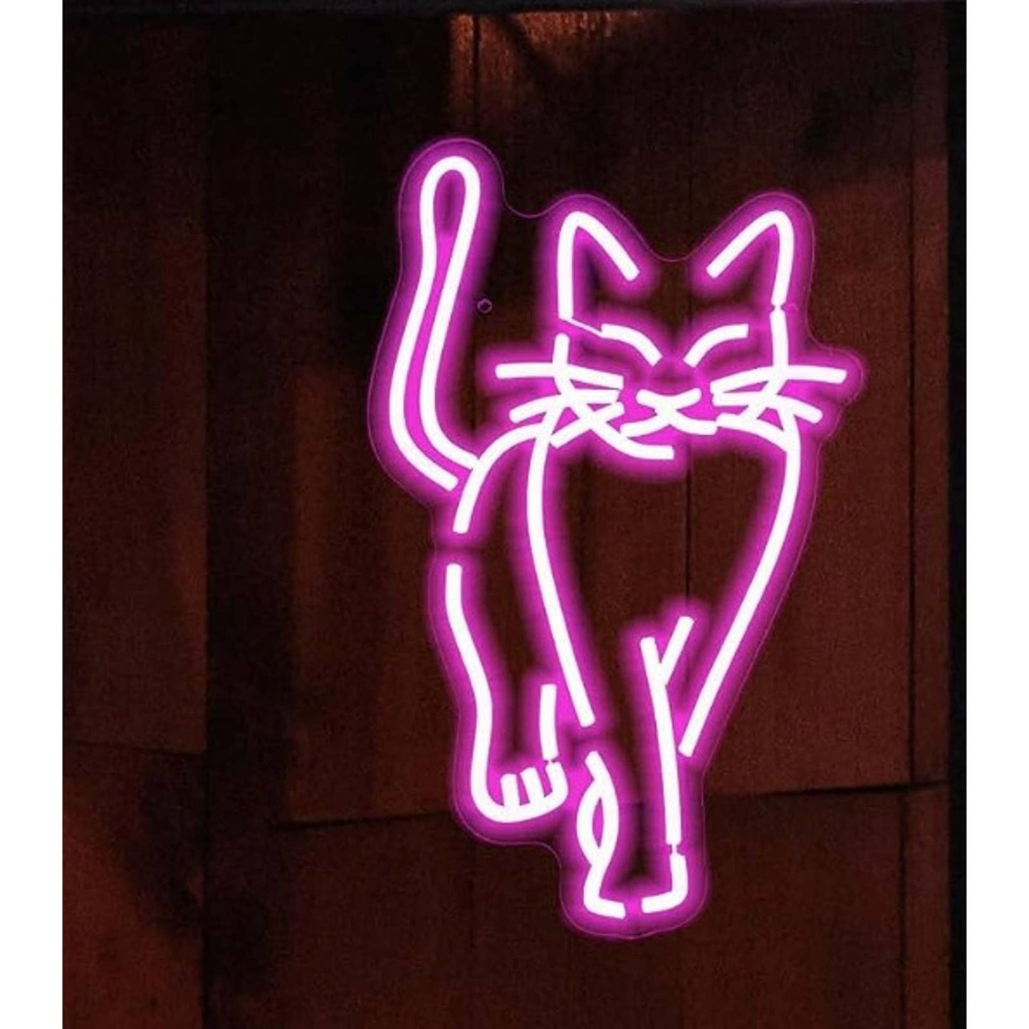 Lovely Vivid Bright Pink Walking Kitty Cat LED Night Light Room Wall Decor