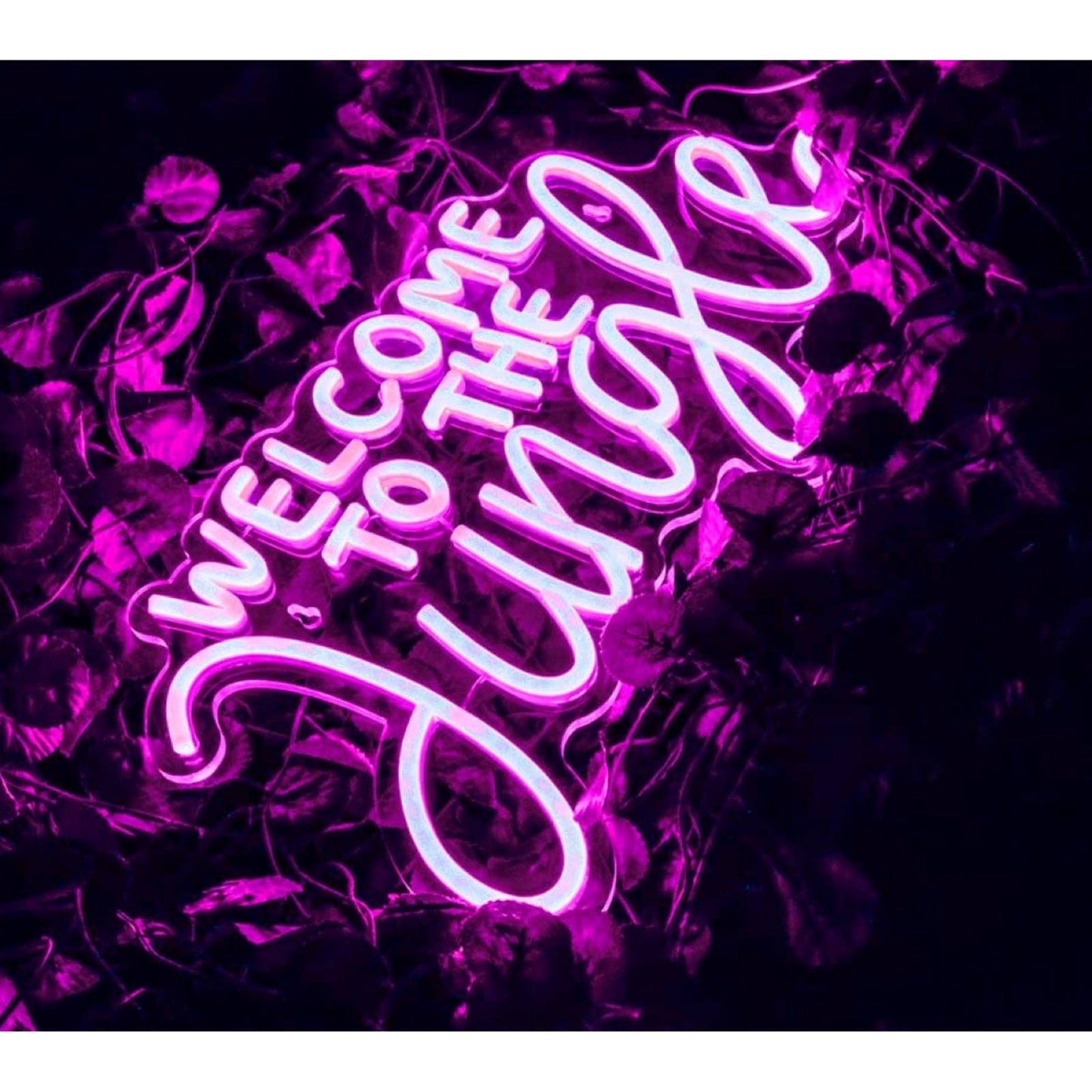 Lovely Bright Hot Pink “Welcome to the Jungle” LED Night Light Room Wall Decor