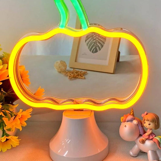 Vivid Bright Warm Orange Pumpkin LED Night Light Table Lamp Mirror Decor