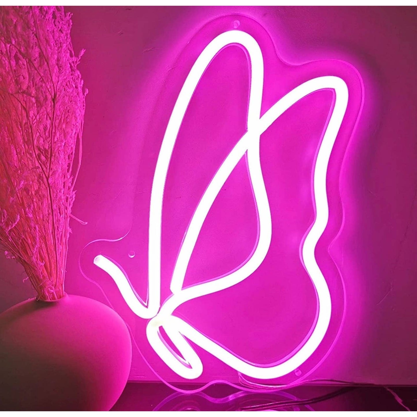 Lovely Vivid Pink Butterfly LED Night Light Room Wall Decoration