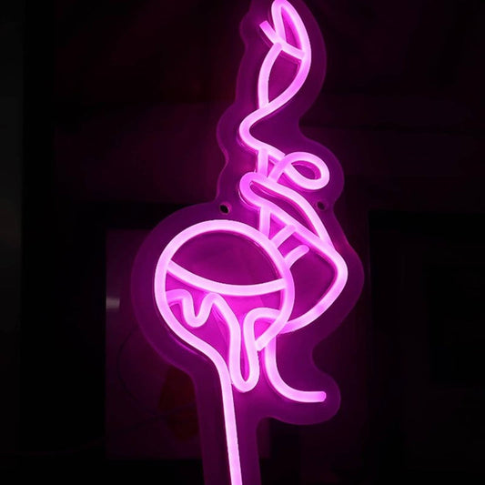 Vivid Bright Hot Pink Lady Licking Lollipop LED Night Light Room Wall Decor