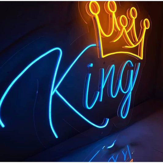Lovely Bright Blue Yellow King Crown LED Night Light Room Wall Decoration