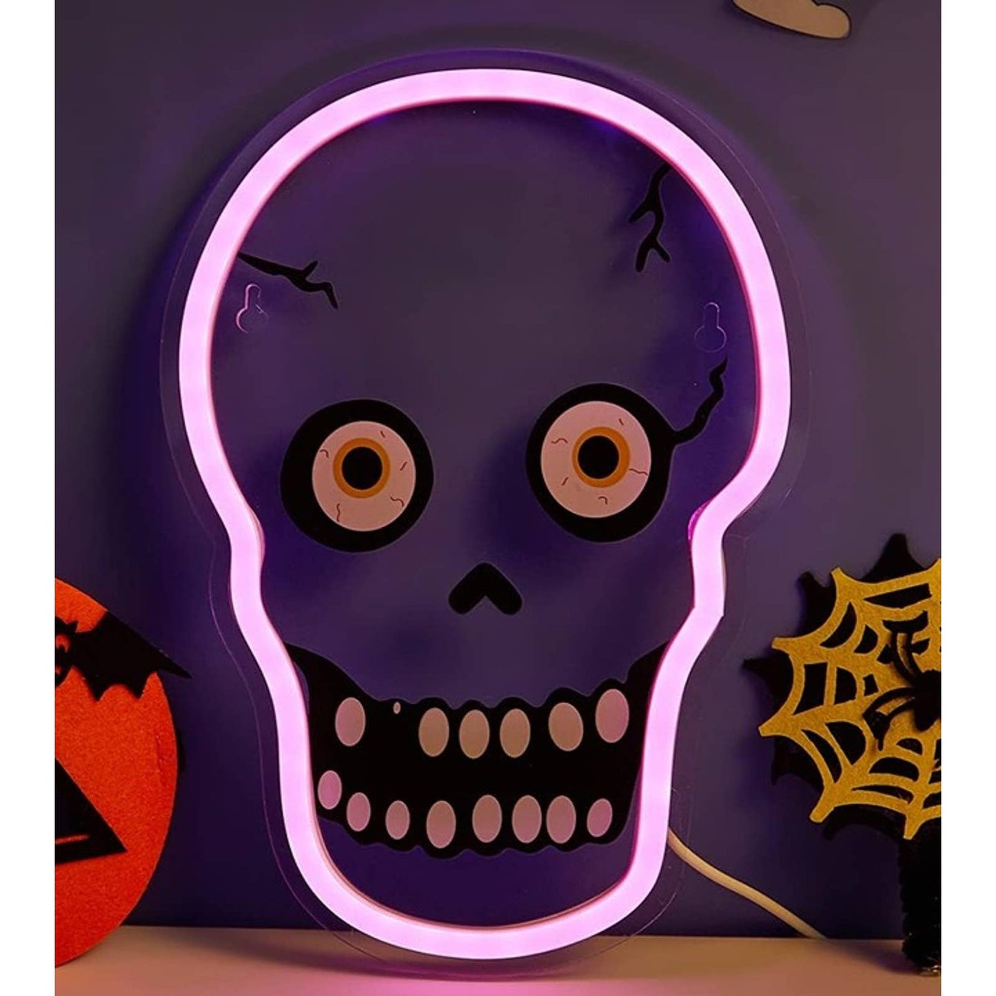 Spooky Vivid Bright Crazy Eye Skeleton Skull LED Night Light Halloween Decor