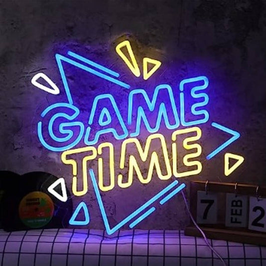 Fun Bright Blue Exciting Game Time LED Night Light Gamer Sign Room Decor