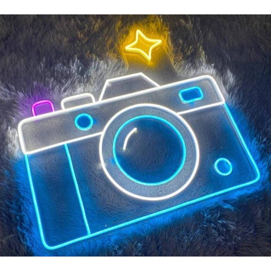 Lovely Bright Blue Camera Flash LED Night Light Photographer Room Wall Decor