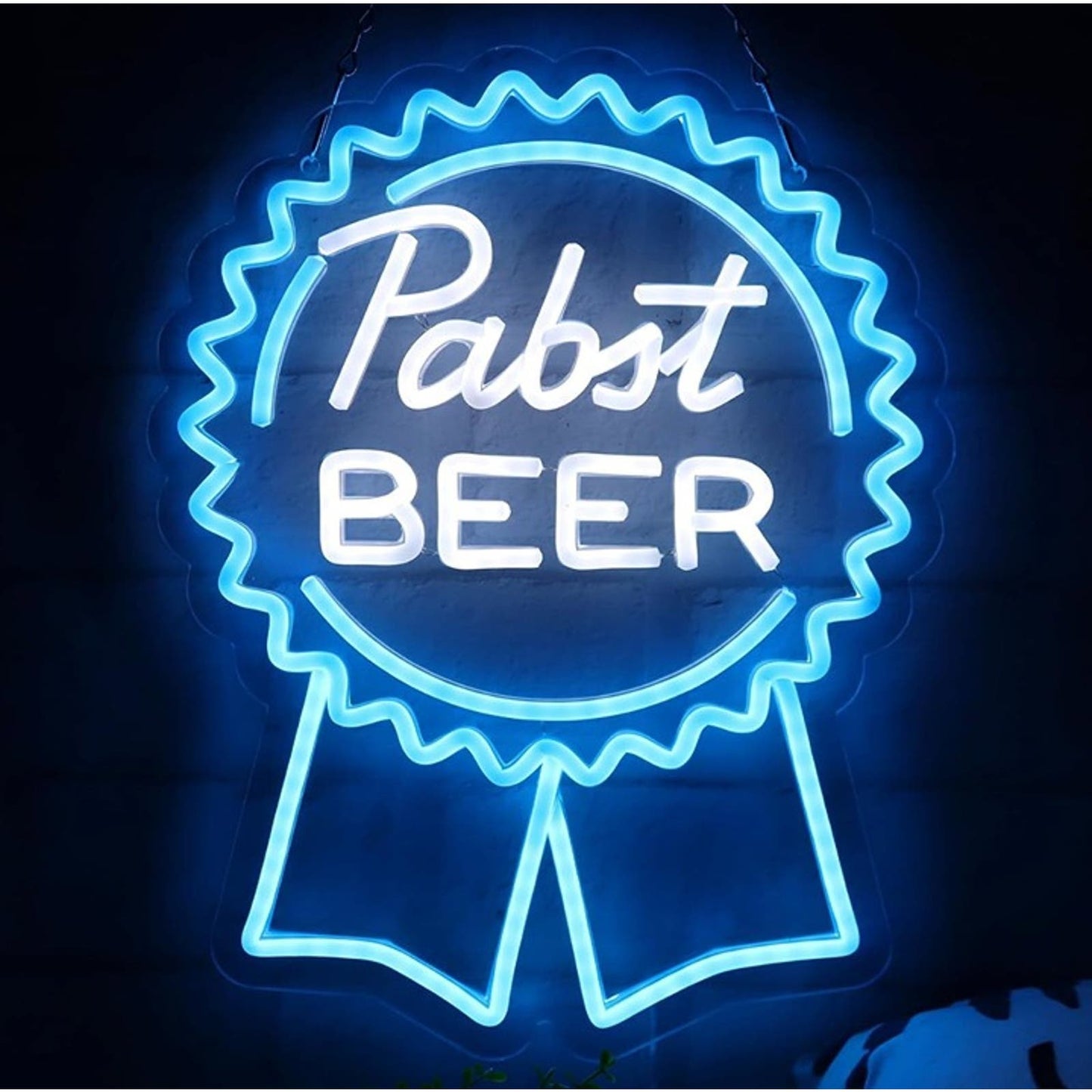 Vivid Bright Pabst Beer Blue Ribbon LED Night Light Room Wall Bar Decor