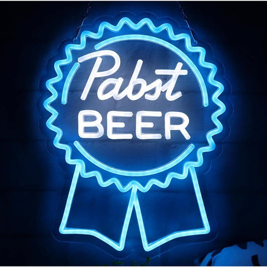 Vivid Bright Pabst Beer Blue Ribbon LED Night Light Room Wall Bar Decor