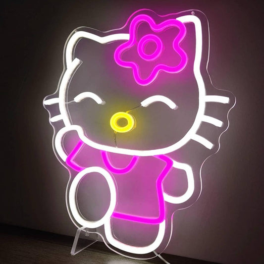 Adorable Bright Pink Shirt Hello Kitty Cat LED Night Light Anime Japan Wall Deco