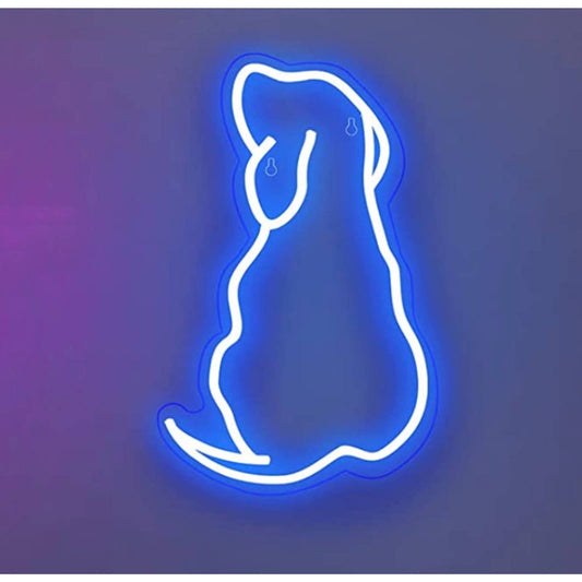 Adorable Bright Blue Puppy Dog Back and Tail LED Night Room Wall Decoration
