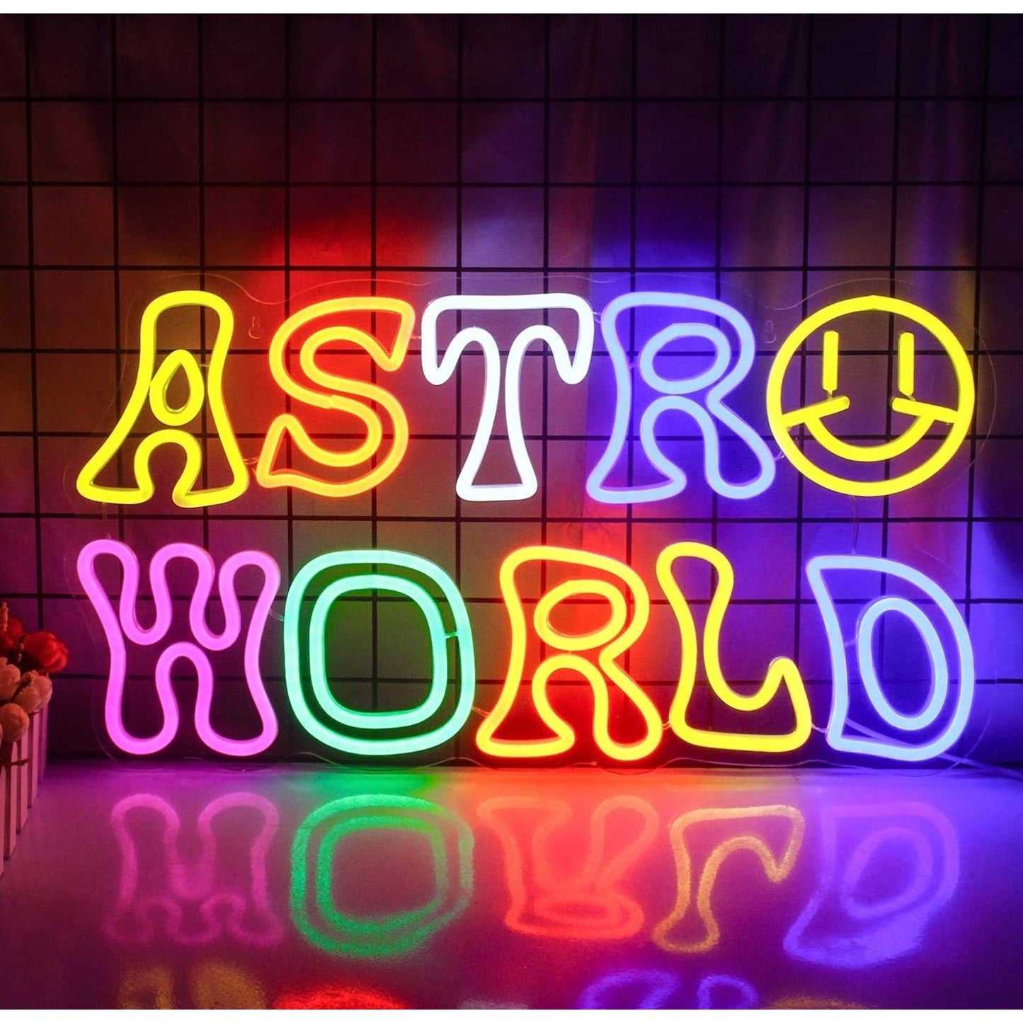 Fun Bright Colorful Rainbow Astro World Smiley Face LED Night Light Room Wall De