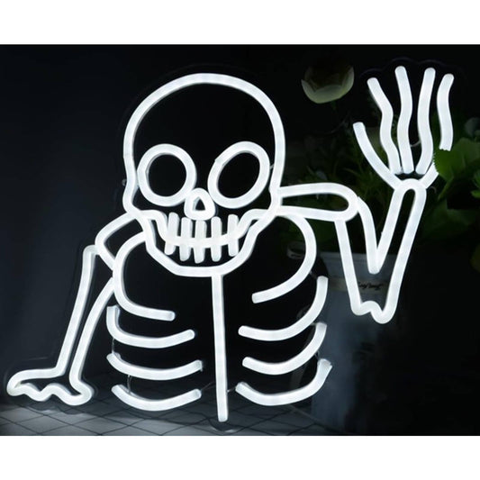 Spooky Vivid Bright White Waving Skeleton LED Night Light Halloween Decor