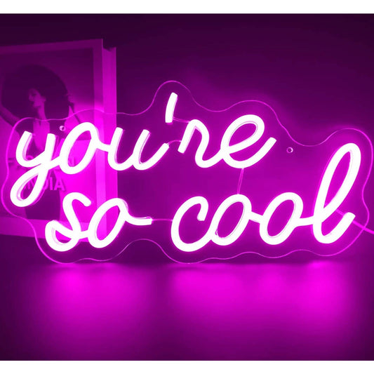 Lovely Bright Vivid Pink “You’re So Cool” LED Night Light Room Wall Decor