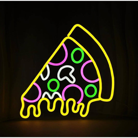 Super Cheesy Bright Yellow Supreme Pizza LED Night Light Room Wall Decor
