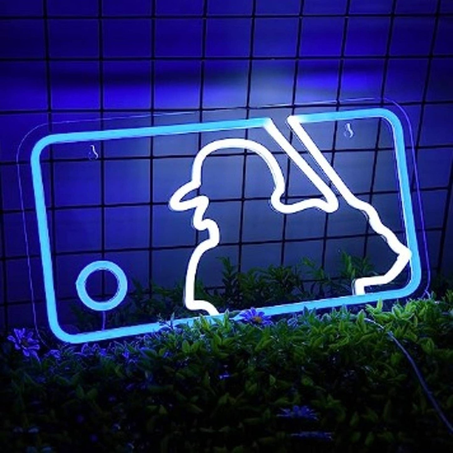 Vivid Bright Blue Major League Baseball Logo LED Night Light MLB Sports Decor