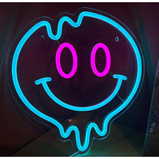 Fun Bright Melting Blue Pink Eye Smiley Face LED Night Light Room Wall Decoratio