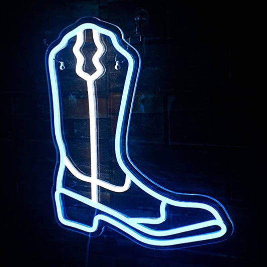 Fun Bright Blue Cowboy Boot LED Night Light Room Wall Barn Country Decor