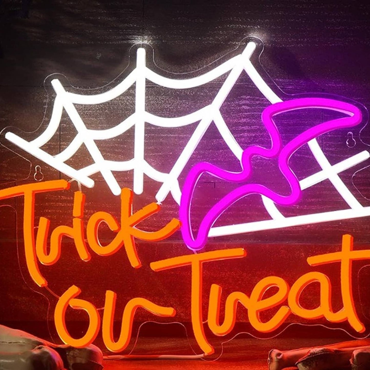 Vivd Fun Bright Bat / Spiderweb Trick or Treat LED Light Halloween Decor