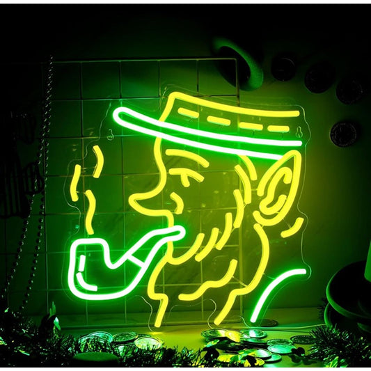 Fun Bright Green Leprechaun w/ a Pipe LED Light St. Patrick’s Day Decor
