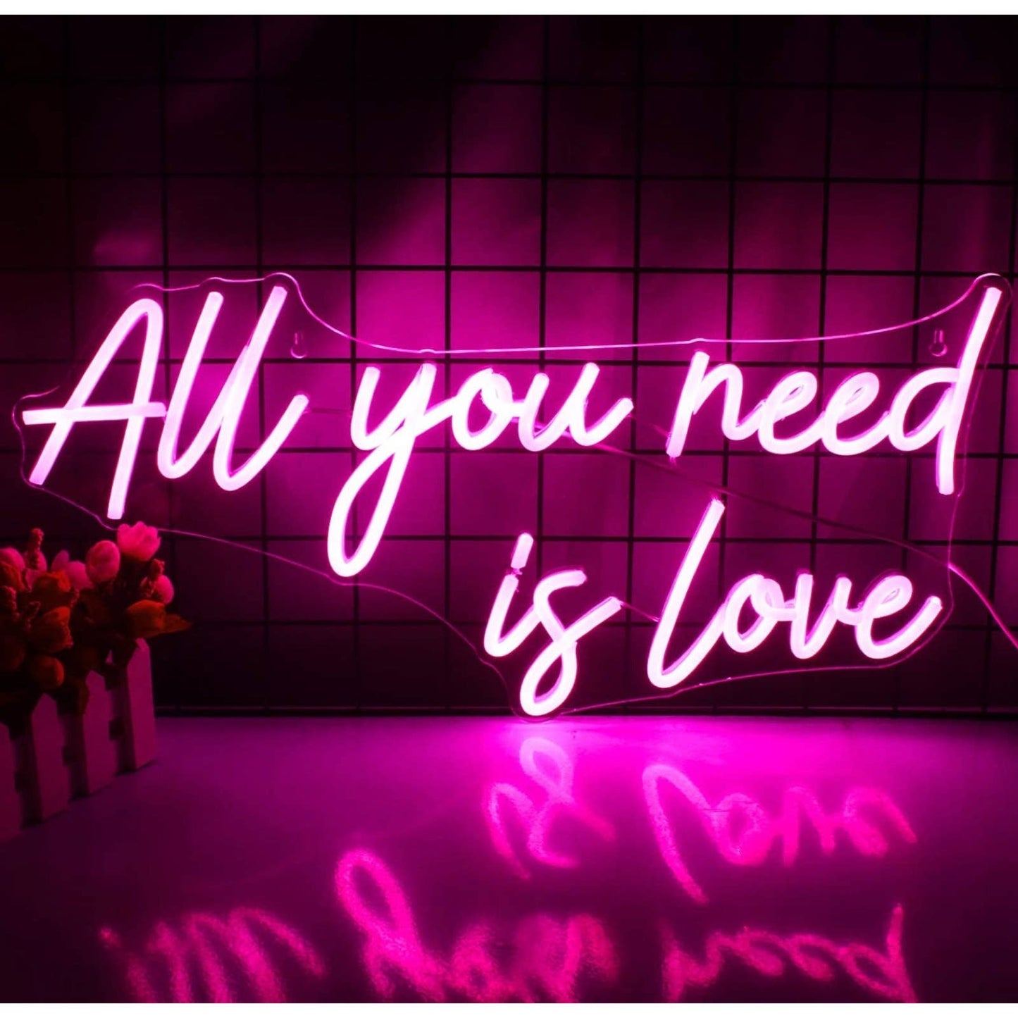 Romantic Warm Pink “All You Need is Love” LED Night Light Room Wall Decoration