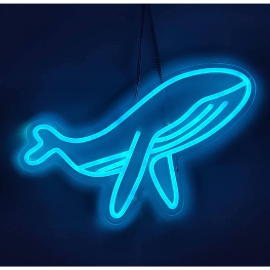 Lovely Blue Detailed Whale 2 LED Night Light Ocean Aqua Art Decoration