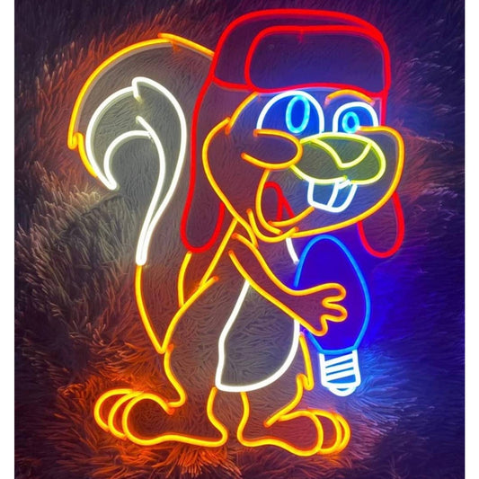 Funny Bright Colorful Cartoon Squirrel LED Night Light Room Wall Decoration
