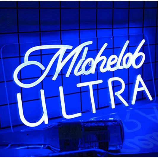 Vivid Bright Blue Michelob Ultra Beer LED Night Light Bar Wall Decoration