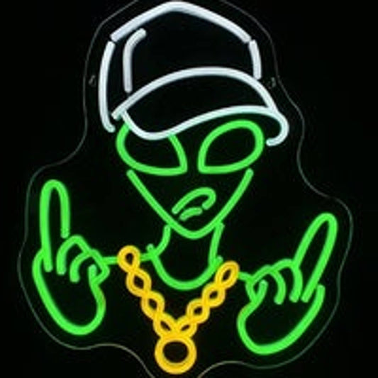 Fun Bright Green Cool Alien LED Night Light Room Wall Decoration
