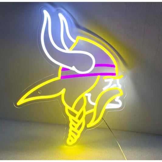 Vivid Bright Yellow Minnesota Vikings Football LED Night Light NFL Room Wall Dec