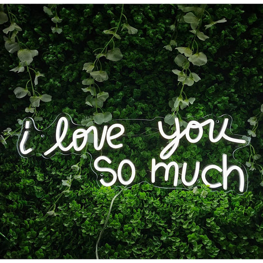 Lovely Bright Cool White “I Love You So Much” LED Night Light Room Wall Decor
