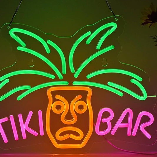 Fun Vivid Bright Colorful Tropical Tiki Bar LED Night Light Party Decor