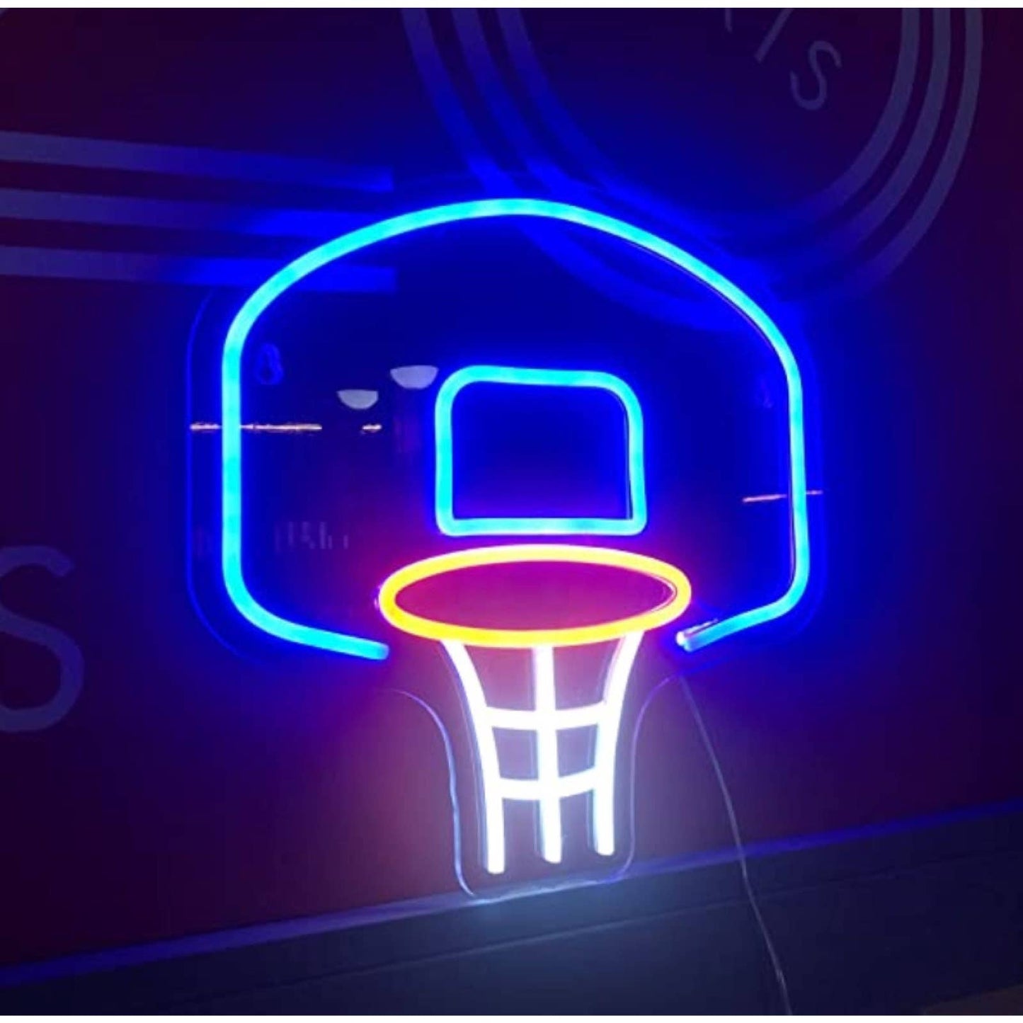 Bright Blue Basketball Hoop Goal LED Night Light Sports NBA Decoration
