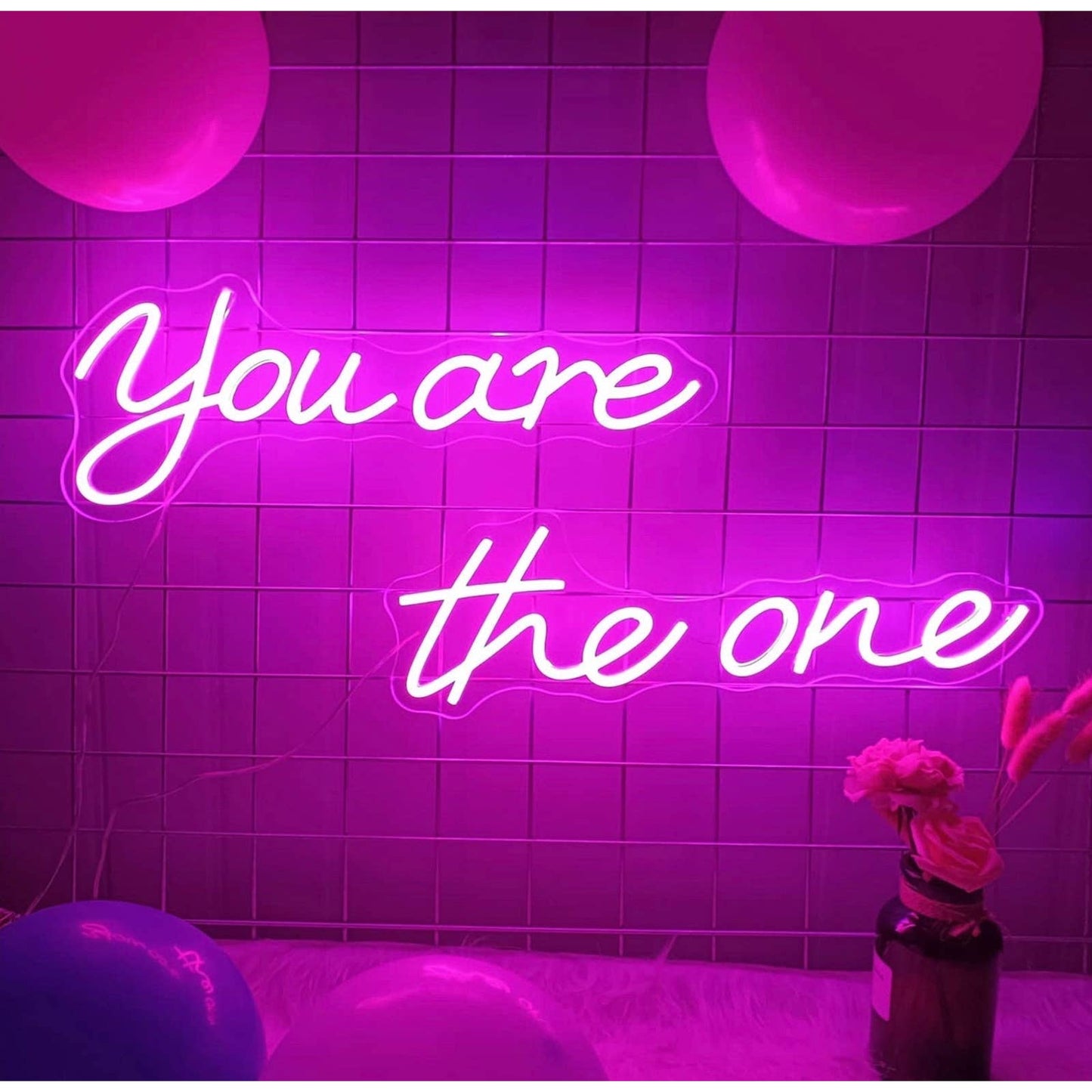 Lovely Bright Pink “You are the One” LED Night Light Romantic Room Wall Decor