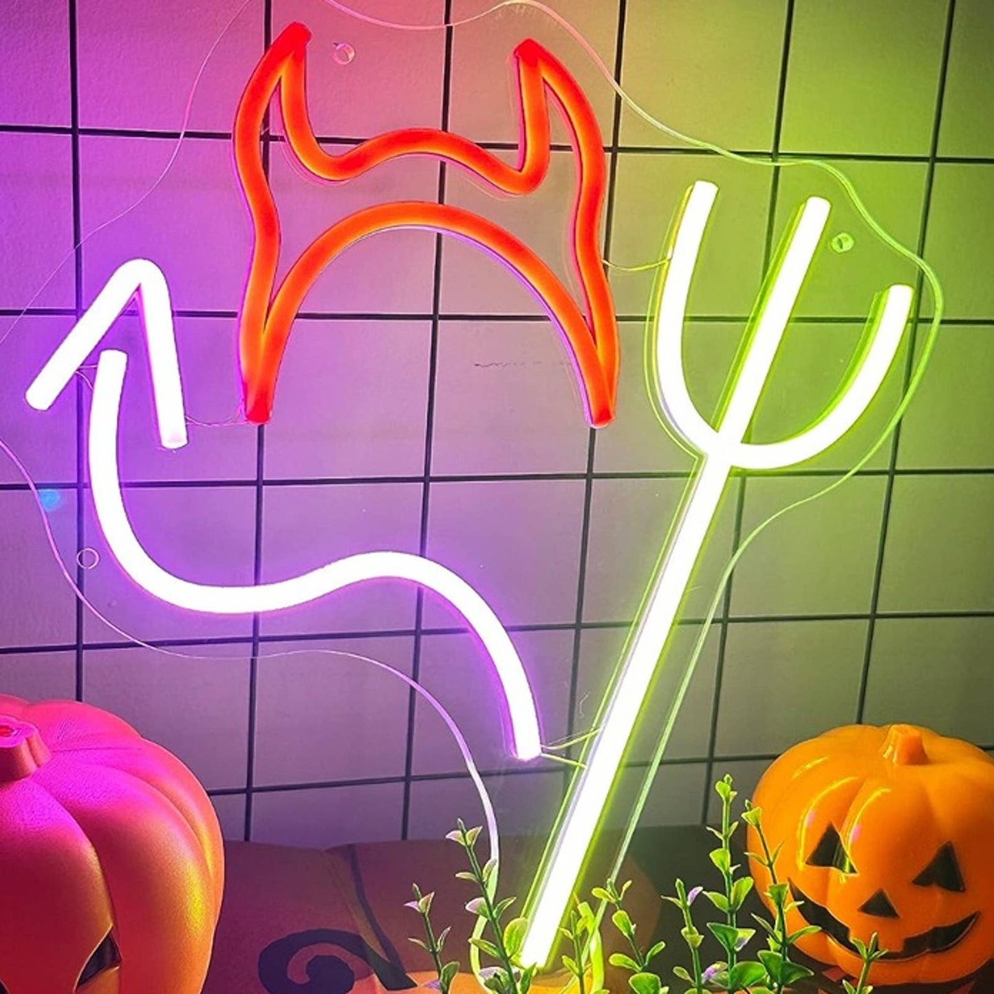 Spooky Bright Horned Devil Demon LED Night Light Halloween Decor