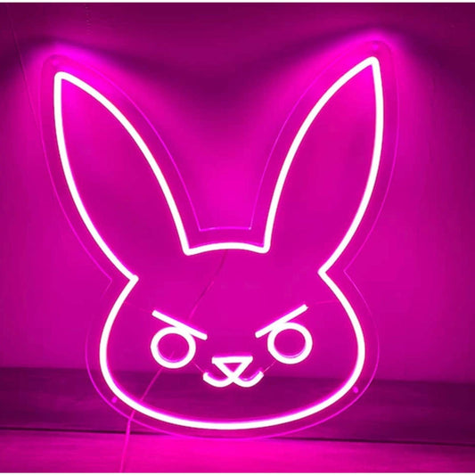 Fun Bright Pink D.Va Bunny LED Night Light Overwatch Gamer Game Room Decor