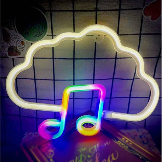 Fun Bright Rainbow Musical Note Cloud LED Night Light Room Wall Decoration
