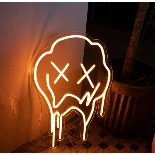 Fun Bright Melting Yellow Smiley Face LED Night Light Room Wall Decoration