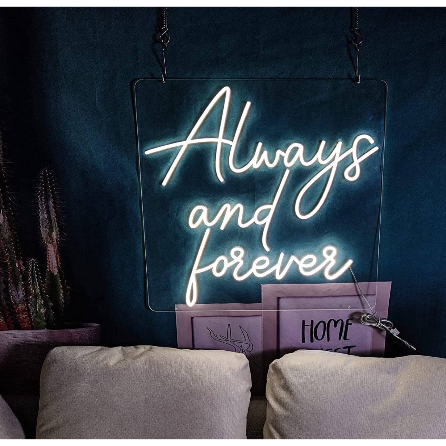 Super Large Bright Romantic “Always & Forever” LED Night Light Love Room Wall De