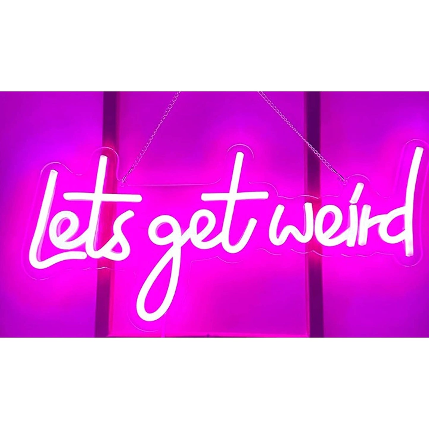 Fun Vivid Bright Pink “Let’s Get Weird” LED Night Light Room Wall Decor