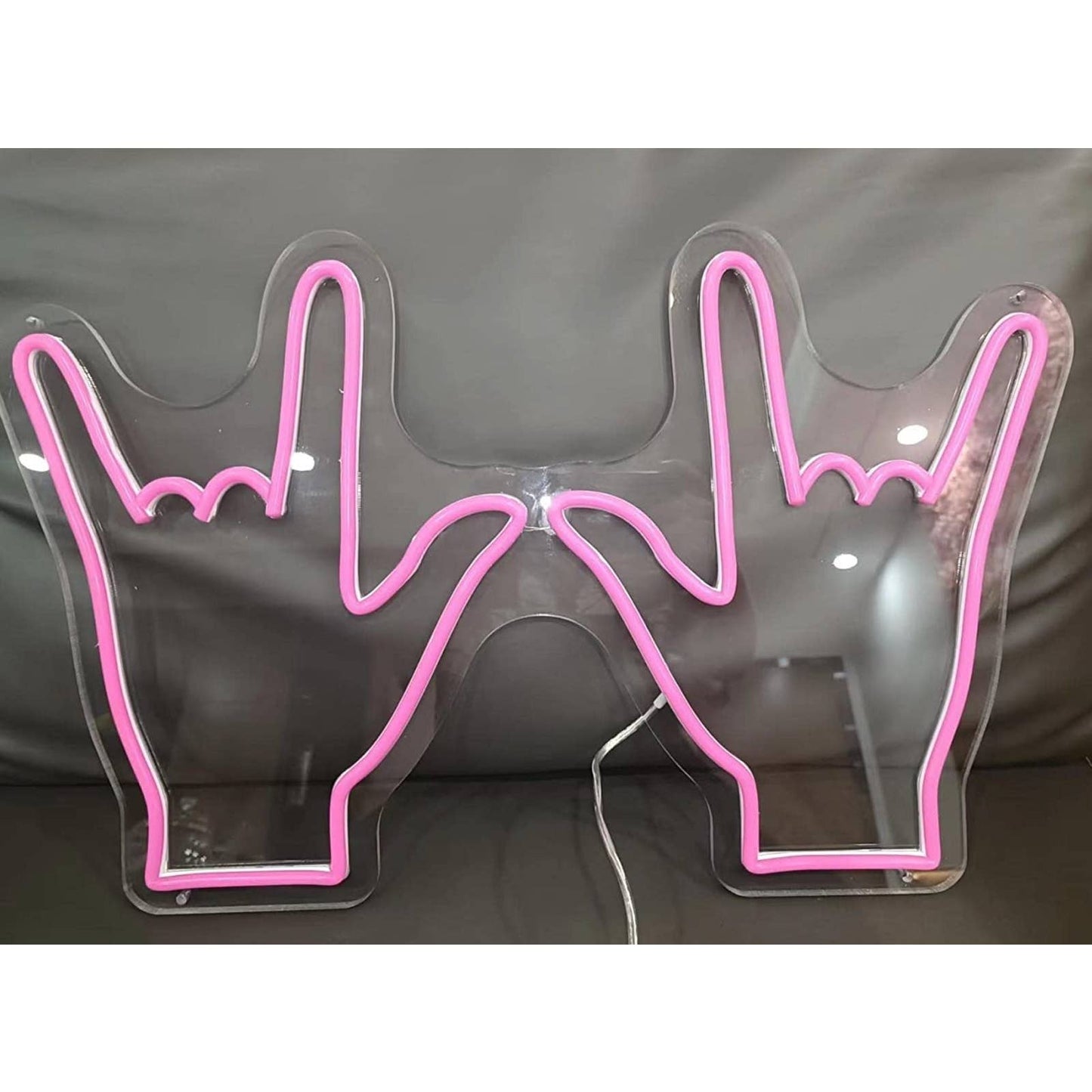 Fun Bright Pink Rock n’ Roll Hands LED Night Light Room Wall Decor