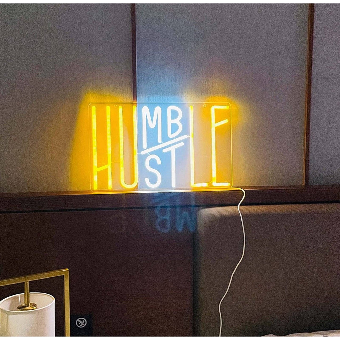 Bright Cool / Warm White Humble Hustle Slash LED Night Light Motivation Decorati