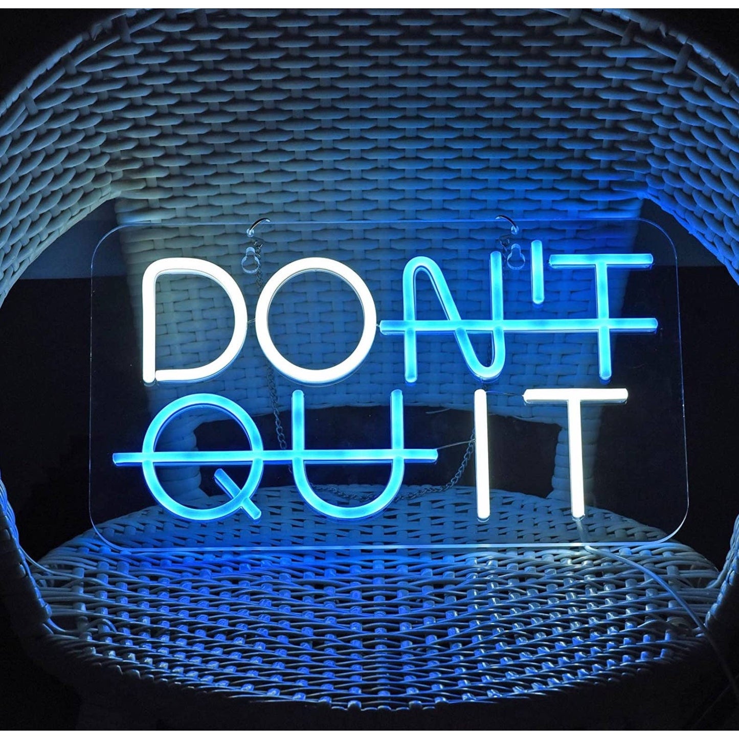 Bright Blue / White DON’T QUIT LED Night Light Motivation Decoration