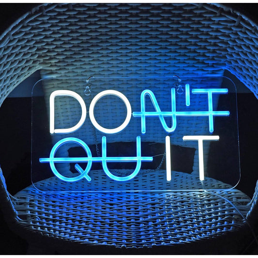 Bright Blue / White DON’T QUIT LED Night Light Motivation Decoration