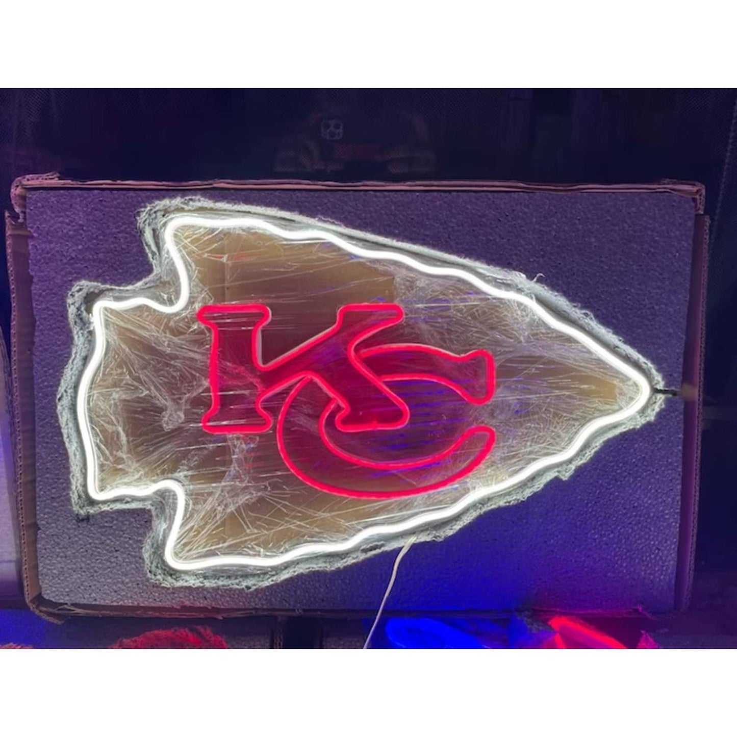 Bright Red & White Kansas City Chiefs Football Team LED Neon Sports Light