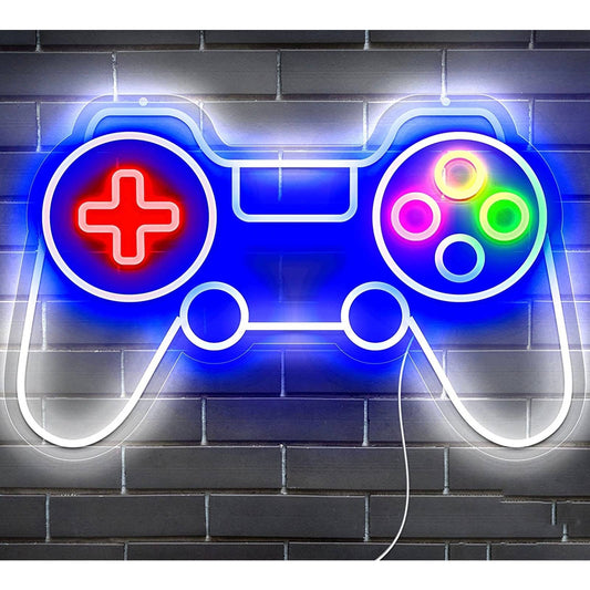 Fun Vivid Bright Blue White PS5 Button LED Night Light Room Wall Decoration