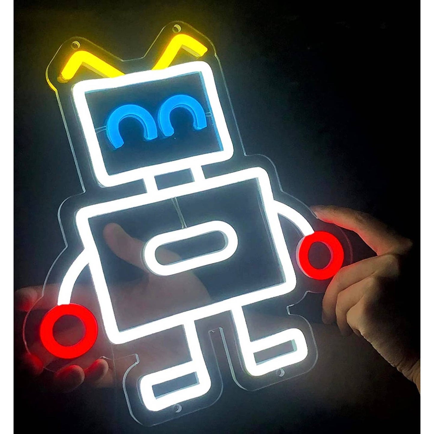 Cute Bright White Baby Robot LED Night Light Room Wall Decoration