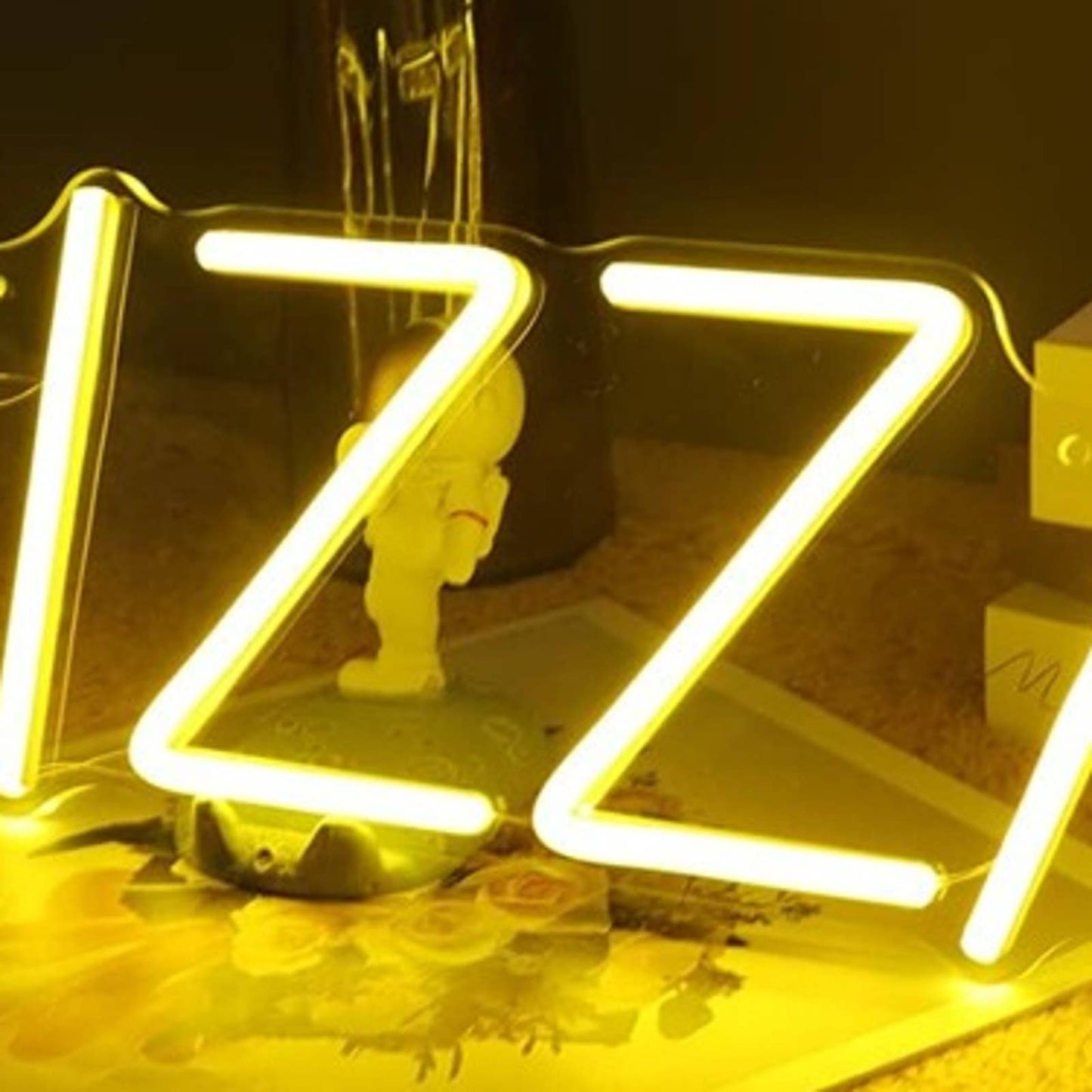 Simple Bright Yellow PIZZA LED Night Light Business Store Shop Sign