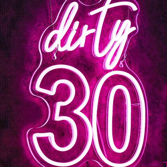Fun Bright Pink Dirty 30 LED Night Light Birthday Room Wall Decoration