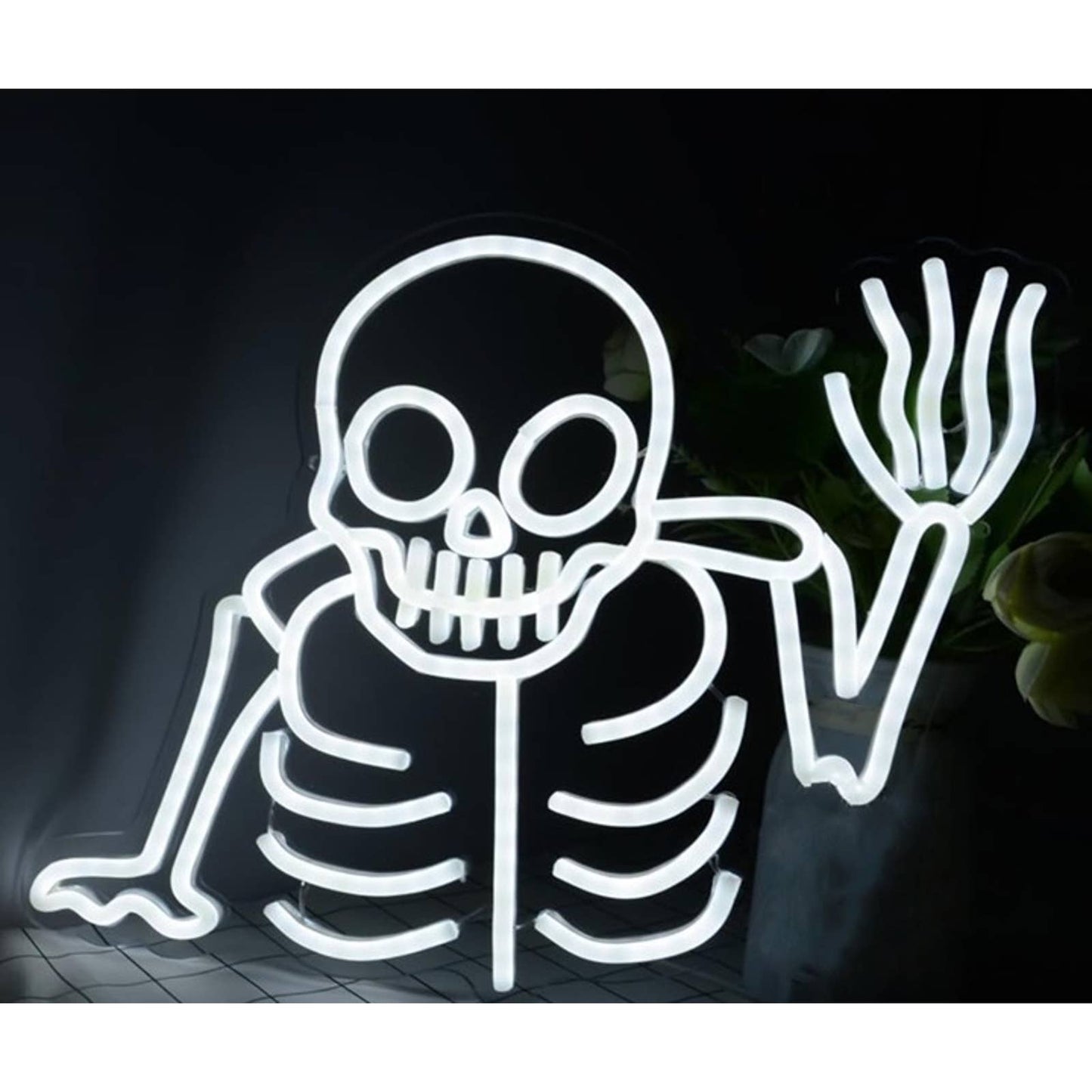 Spooky Vivid Bright White Waving Skeleton LED Night Light Halloween Decor